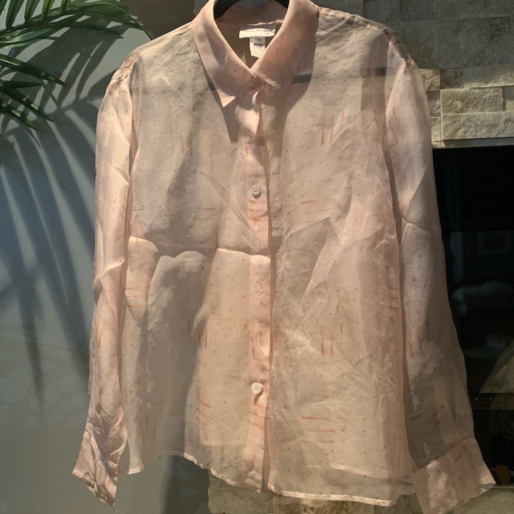 Sheer 💯 silk Button-Up Blouse